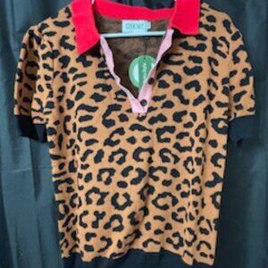 Oxknit Leopard Print Sweater, size M